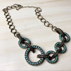 💫 Aqua/Brass Necklace